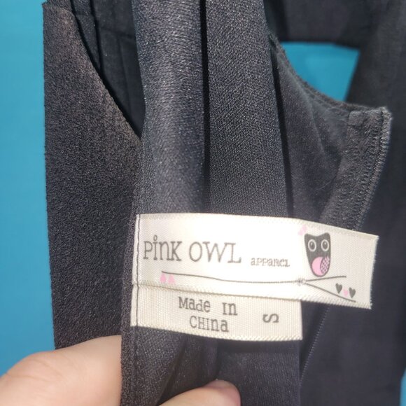 Black Sleeveless Dress With Lace Hem & Bow Back Design By Pink Owl Size S - Picture 6 of 15